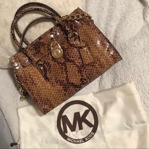 brown snakeskin Michael Kors handbag